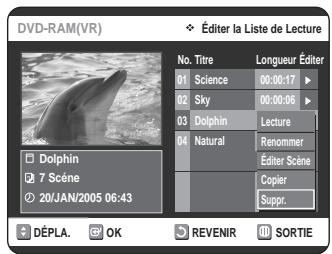 SAMSUNG DVD-VR320P - Appuyez sur les boutons  pour selectionner Suppr., puis appuyez sur le bouton OK ou  . - 1