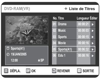 SAMSUNG DVD-VR320P - Appuyez sur la touche TITLE LIST. L'écran Nombre de Titres s'affiche. - 5