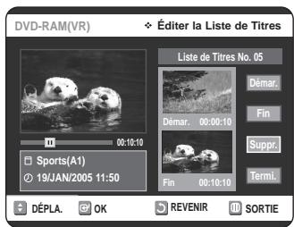 SAMSUNG DVD-VR320P - Suppression d'une partie d'un titre - 8