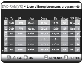 SAMSUNG DVD-VR320P - Suppression de la listedenregistrementprogrammée - 7