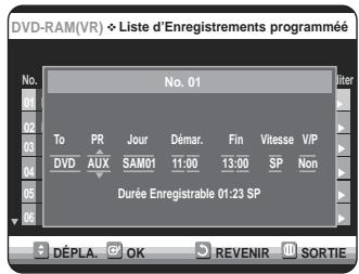 SAMSUNG DVD-VR320P - Edition de la liste d'enregistrement programmée - 8