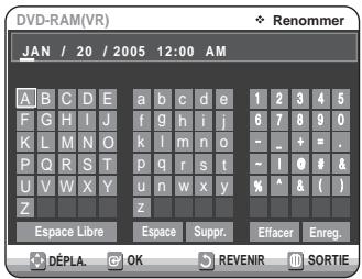 SAMSUNG DVD-VR320P - Appuyez sur les boutons  pour selectionner Renommer, puis appuyez sur le bouton OK ou L'écran Renommer s'affiche. - 2
