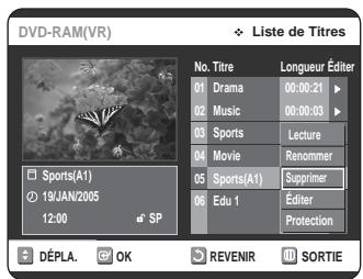 SAMSUNG DVD-VR320P - Suppression d'un titre - 6