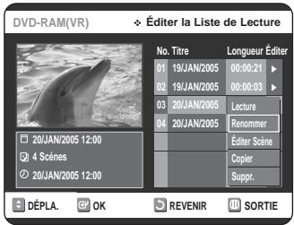 SAMSUNG DVD-VR320P - Appuyez sur les boutons  pour selectionner Renommer, puis appuyez sur le bouton OK ou L'écran Renommer s'affiche. - 1