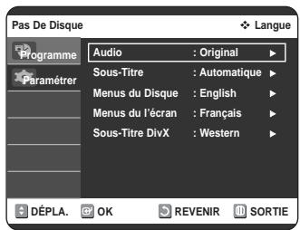 SAMSUNG DVD-VR320P - Configuration des options de langue - 2