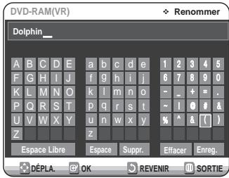 SAMSUNG DVD-VR320P - Sélectionnez les caractères souhaïés en déplacant la barre de selection à l'aide des touches ▲▼ ▲▶. - 1