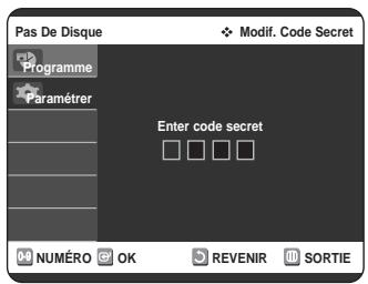 SAMSUNG DVD-VR320P - Changement du code secret - 2