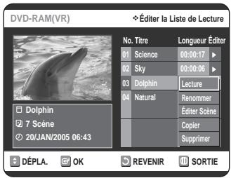 SAMSUNG DVD-VR320P - Sélectionnez dans la Liste de Lecture le titre que vous souhaitez supprimer en déplacant la barre de sélection à l'aide des touches ▲▼, puis appuyez sur OK ou sur ▷. - 1