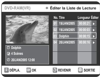 SAMSUNG DVD-VR320P - Sélectionnez Enreg. en déplacant la barre de seLECTION à l'aide des touches ▲▼ ▲▶, puis appuyez sur OK. Le nouveau nom du titre est affiché dans le champ Titre du titre sélectionné. - 1