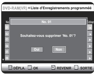 SAMSUNG DVD-VR320P - Suppression de la listedenregistrementprogrammée - 9