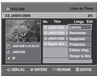 SAMSUNG DVD-VR335 - Appuyez sur la touche TITLE LIST. La liste de titres s'affiche. - 2