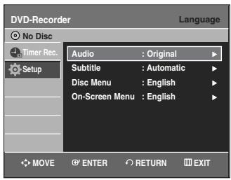 SAMSUNG DVD-VR335 - Setting Up the Language Options - 2