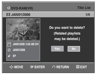 SAMSUNG DVD-VR335 - Deleting a Title - 8