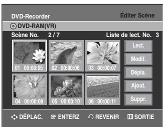 SAMSUNG DVD-VR335 - Sélectionnez dans la liste de lecture le titre que vous souhaitez éditer en déplaçant la barre de sélection à l'aide des touches ▲▼, puis appuyez sur ENTER ou sur ▷. - 2