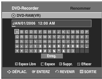 SAMSUNG DVD-VR335 - Sélectionnez Renommer en déplaçant la barre de sélection à l'aide des touches ▲▼, puis appuyez sur ENTER. - 1