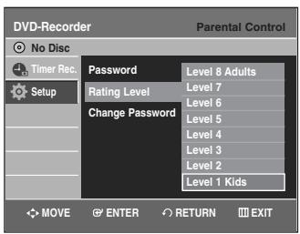 SAMSUNG DVD-VR335 - About the Rating Level - 2