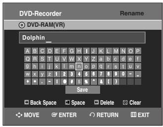 SAMSUNG DVD-VR335 - Enter the desired characters using the  buttons. - 1