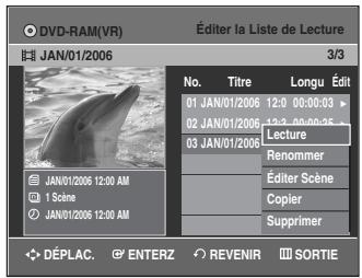 SAMSUNG DVD-VR335 - Sélectionnez dans la liste de lecture le titre que vous souhaitez renommer en déplaçant la barre de sélection à l'aide des touches ▲▼, puis appuyez sur ENTER ou sur ▷. - 1