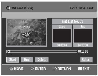 SAMSUNG DVD-VR335 - Press the  buttons to select Edit, then press the ENTER or button. The Edit Title List screen is displayed. - 1
