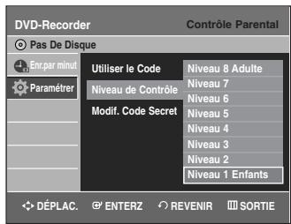 SAMSUNG DVD-VR335 - Configuration de la fonction Contrôle Parental - 7