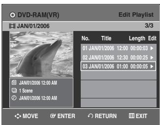SAMSUNG DVD-VR335 - - To return to Edit Playlist menu - - 1