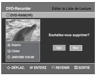 SAMSUNG DVD-VR335 - Sélectionnez Suppr. en déplaçant la barre de sélection à l'aide des touches ▲▼, puis appuyez sur ENTER. - 1