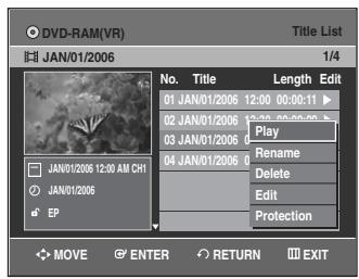 SAMSUNG DVD-VR335 - Deleting a Title - 7