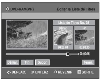 SAMSUNG DVD-VR335 - Suppression d'une partie d'un titre - 7