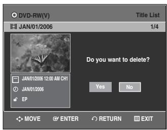 SAMSUNG DVD-VR335 - Deleting a Title - 9