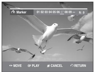 SAMSUNG DVD-VR335 - Press the  buttons to select a marked scene. Press the CANCEL button to delete the selected mark. - 2