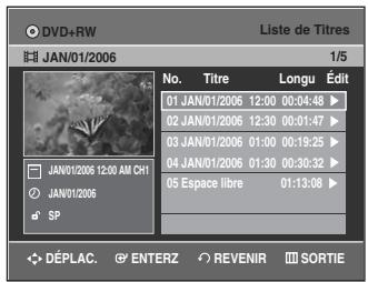 SAMSUNG DVD-VR335 - Appuyez sur les touches pour sélectionner Oui, puis appuyez sur Entrée. Le titre sélectionné est divisé en deux. - 1