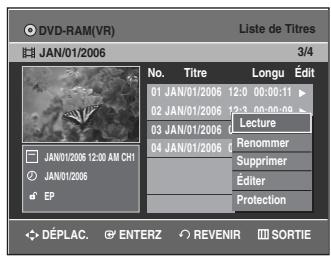 SAMSUNG DVD-VR335 - Appuyez sur la touche TITLE LIST. L'écran Liste de Titres s'affiche. - 2
