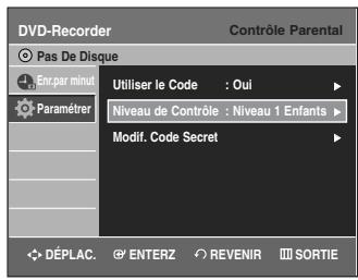 SAMSUNG DVD-VR335 - Configuration de la fonction Contrôle Parental - 6