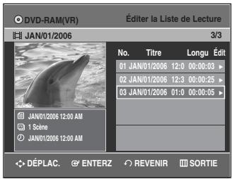 SAMSUNG DVD-VR335 - Pour revenir au menu Éditer la liste de lecture - 1