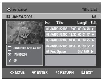 SAMSUNG DVD-VR335 - Press the  buttons to select Yes, then press the ENTER button. The selected title has been divided into two titles. - 1