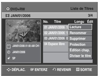 SAMSUNG DVD-VR335 - Appuyez sur la touche TITLE LIST. La liste de titres s'affiche. - 2