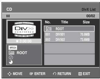 SAMSUNG DVD-VR335 - Press the  buttons to select the DivX, and then press the ENTER or button. - 1