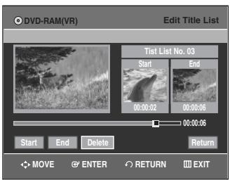 SAMSUNG DVD-VR335 - Press the  buttons to select Delete, then press the ENTER button. - 1