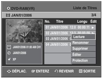 SAMSUNG DVD-VR335 - Modification du nom d'un titre - 7