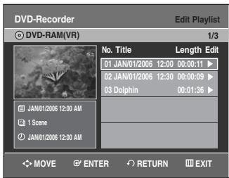 SAMSUNG DVD-VR335 - - Deleting a Playlist Title from the Playlist - 1