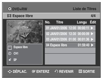 SAMSUNG DVD-VR335 - Fonction espace libre - 5