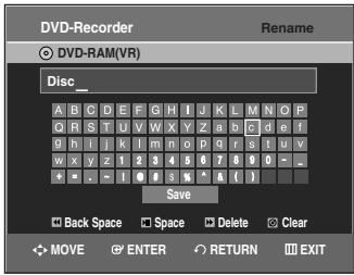 SAMSUNG DVD-VR335 - Enter the desired characters using the  buttons. - 1