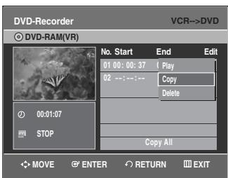 SAMSUNG DVD-VR335 - To copy from VCR to DVD - 5