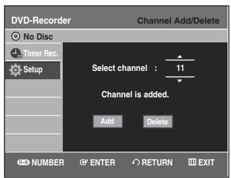 SAMSUNG DVD-VR335 - Press the  buttons to select Add or Delete, then press the ENTER button. - 1