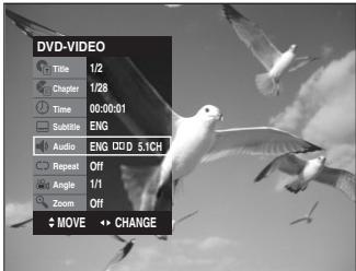 SAMSUNG DVD-VR335 - Press the  buttons to select Audio, then press the  buttons to select the desired audio language. - 1