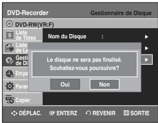 SAMSUNG DVD-VR335 - Sélectionnez disque non finalisé en déplaçant la barre de sélection à l'aide des touches ▲▼, puis appuyez sur ENTER ou sur ▷. - 2
