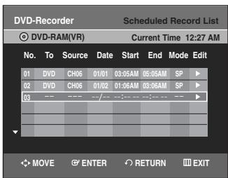 SAMSUNG DVD-VR335 - Press the  button to select Scheduled Record List, then press the ENTER or  button. - 1