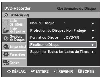 SAMSUNG DVD-VR335 - Finalisation du disque - 6