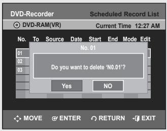 SAMSUNG DVD-VR355 - Deleting the Scheduled Record List - 1