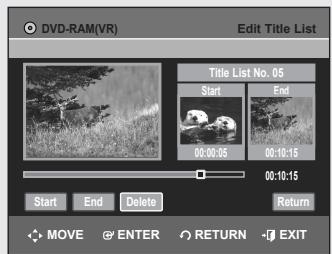 SAMSUNG DVD-VR355 - Deleting a Title - 10